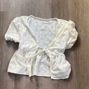 Women's Cream Eyelet Top